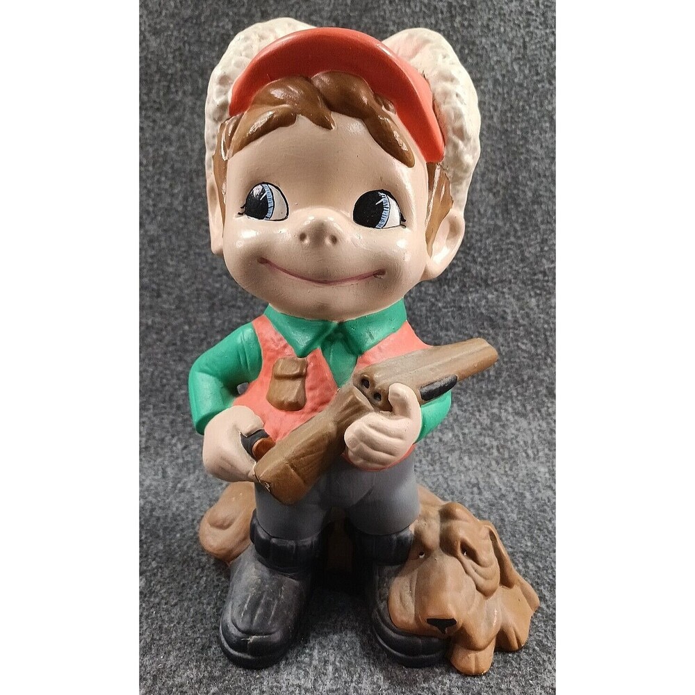 Vintage Atlantic Mold Ceramic Boy Hunter with Dog 10" Tall